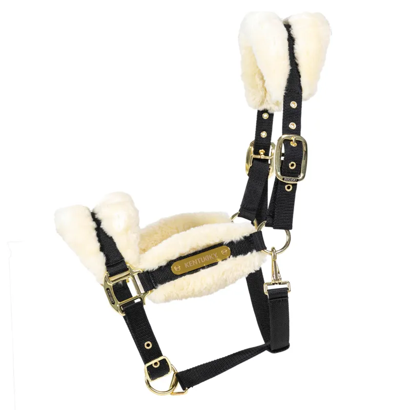 Kentucky Soft Nylon Sheepskin Headcollar - Natural-1