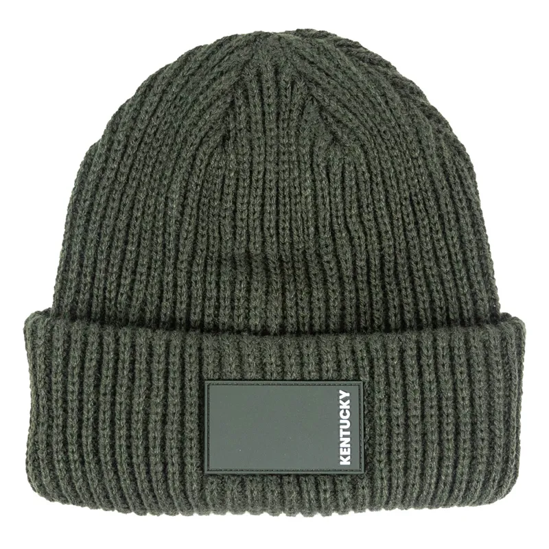 Kentucky Rubber Logo Beanie Hat - Dark Green-2