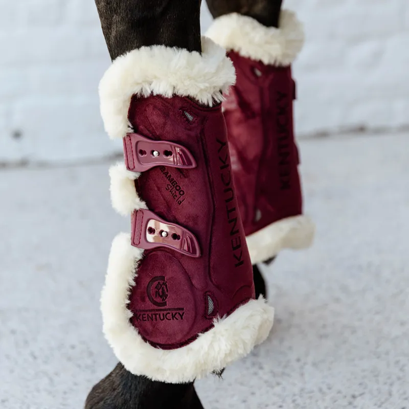 Kentucky Velvet Bamboo Shield Vegan Sheepskin Tendon Boots - Bordeaux-3