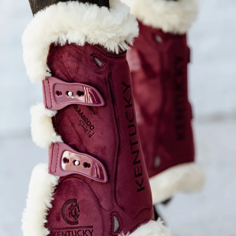Kentucky Velvet Bamboo Shield Vegan Sheepskin Tendon Boots - Bordeaux-2