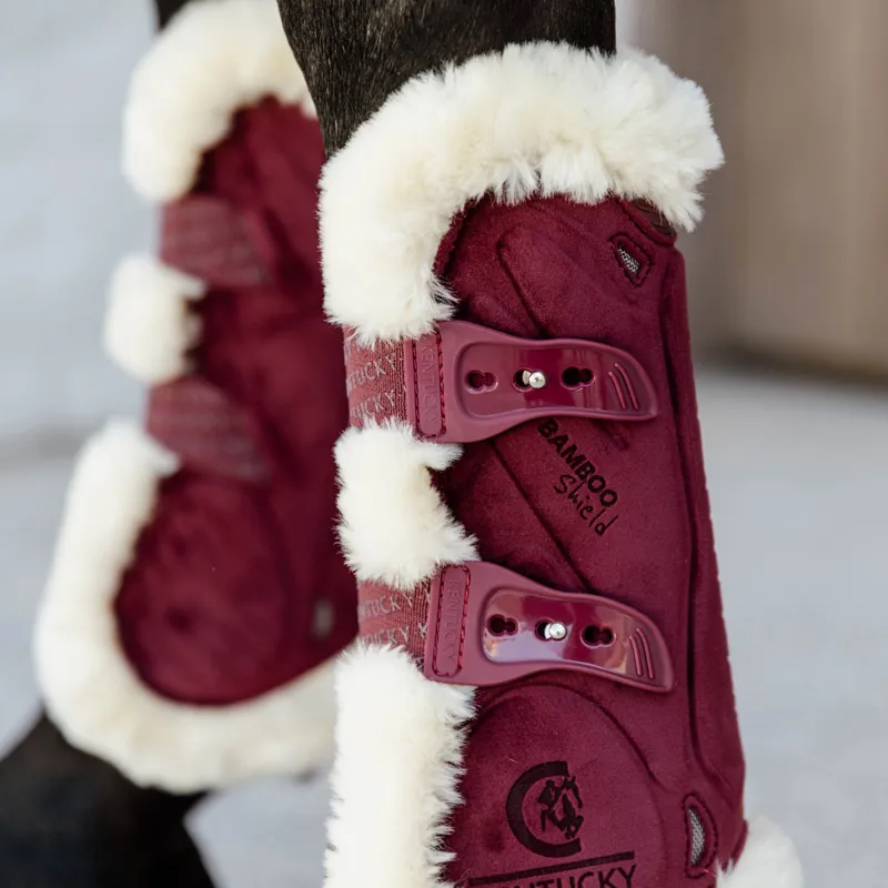 Kentucky Velvet Bamboo Shield Vegan Sheepskin Tendon Boots - Bordeaux-1