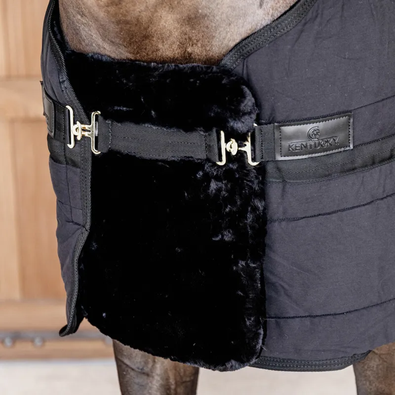 Kentucky Single Buckle Faux Fur Chest Expander - Black-1