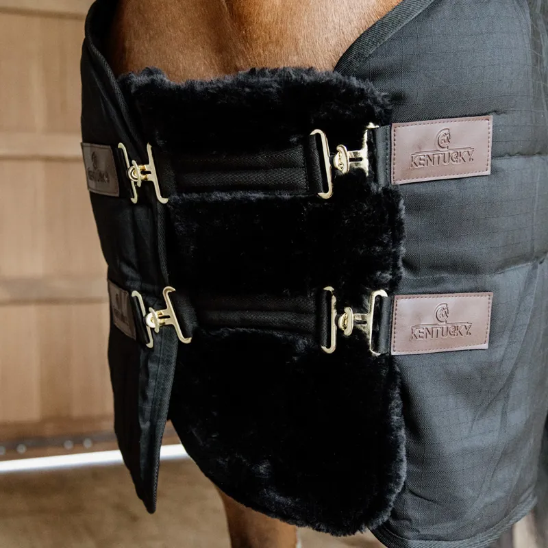 Kentucky Double Buckle Faux Fur Chest Expander - Black-1