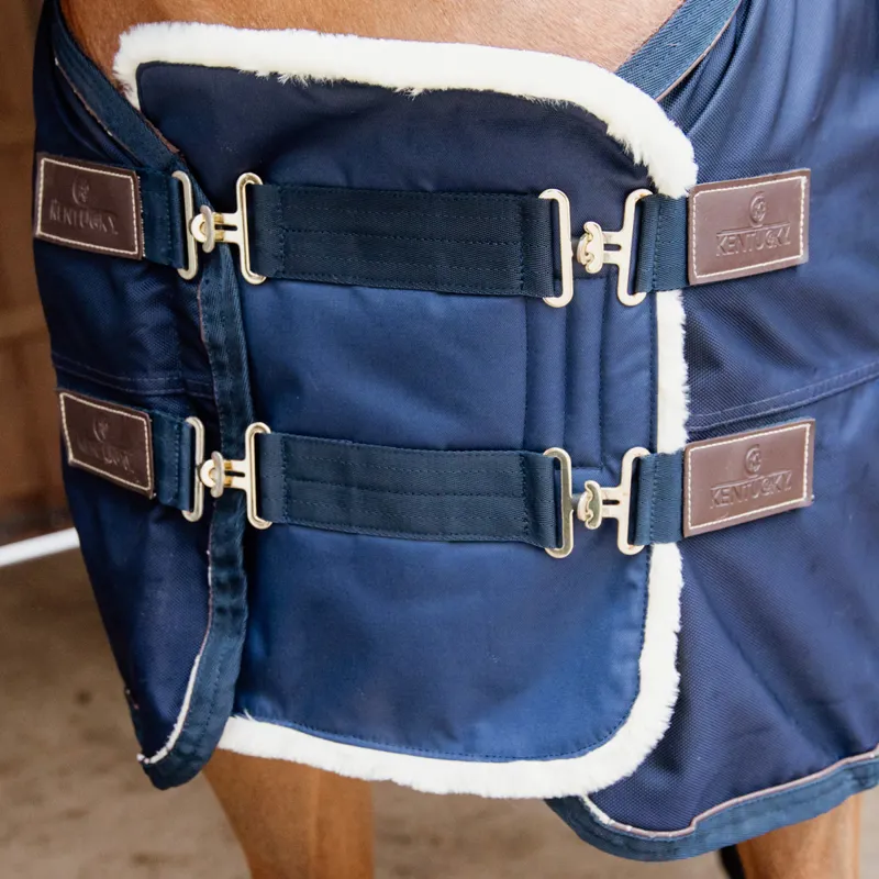 Kentucky Double Buckle Waterproof Faux Fur Chest Expander - Navy-1