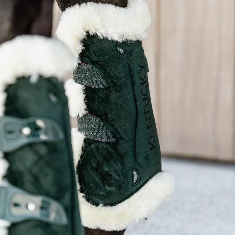 Kentucky Velvet Bamboo Vegan Sheepskin Tendon Boots - Dark Green-1