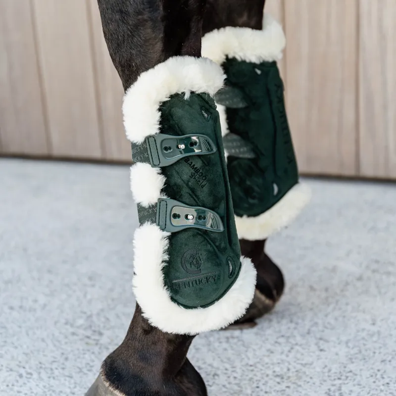 Kentucky Velvet Bamboo Vegan Sheepskin Tendon Boots - Dark Green-2