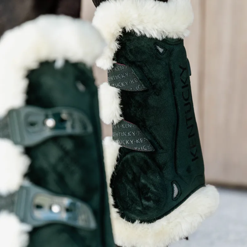 Kentucky Velvet Bamboo Vegan Sheepskin Tendon Boots - Dark Green-3
