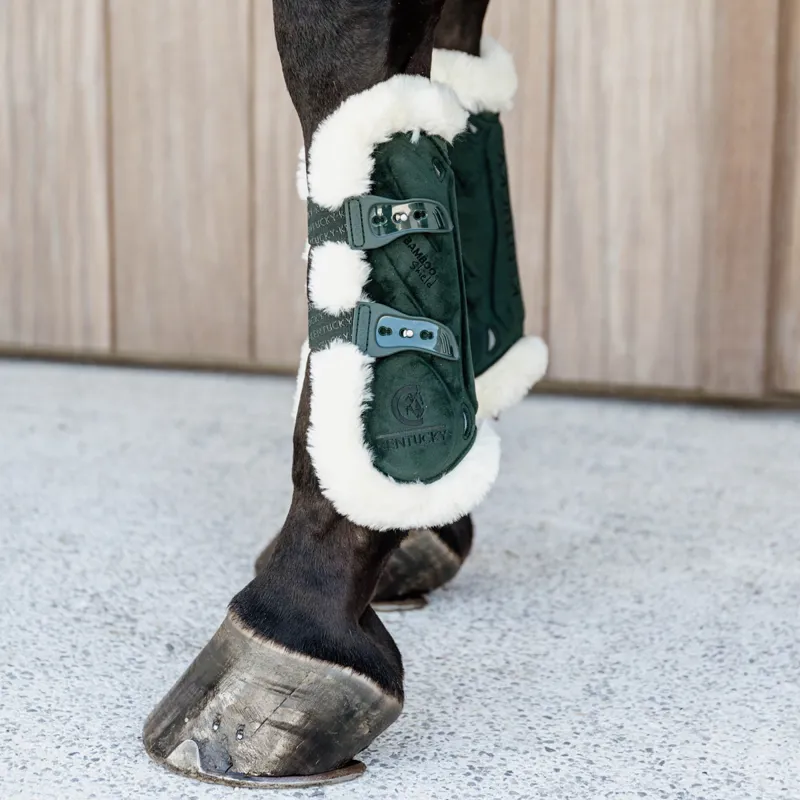 Kentucky Velvet Bamboo Vegan Sheepskin Tendon Boots - Dark Green-5