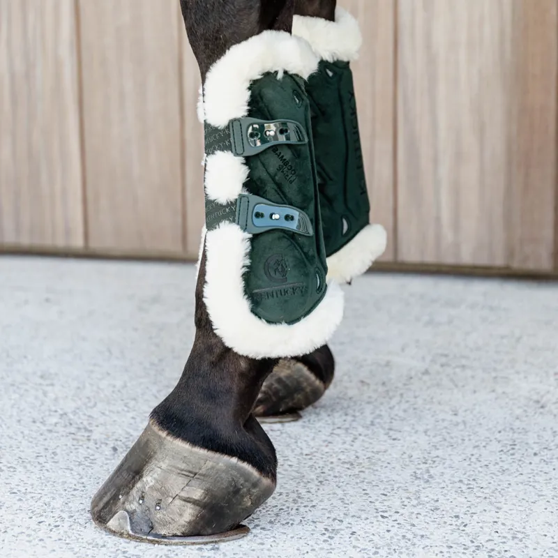 Kentucky Velvet Bamboo Vegan Sheepskin Tendon Boots Dark Green