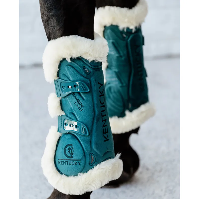 Kentucky Velvet Bamboo Shield Vegan Sheepskin Tendon Boots - Emerald-2