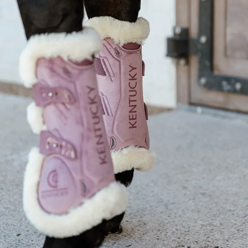 Kentucky Velvet Bamboo Shield Vegan Sheepskin Tendon Boots - Old Rose-1