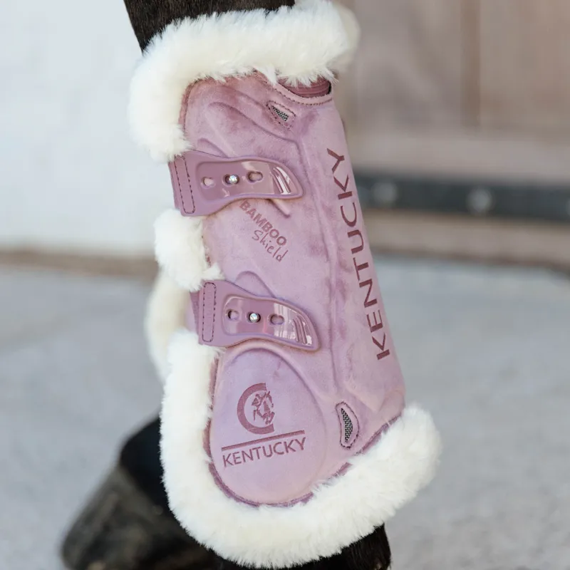 Kentucky Velvet Bamboo Shield Vegan Sheepskin Tendon Boots - Old Rose-2