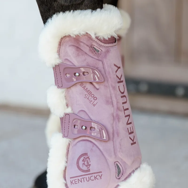 Kentucky Velvet Bamboo Shield Vegan Sheepskin Tendon Boots - Old Rose-3