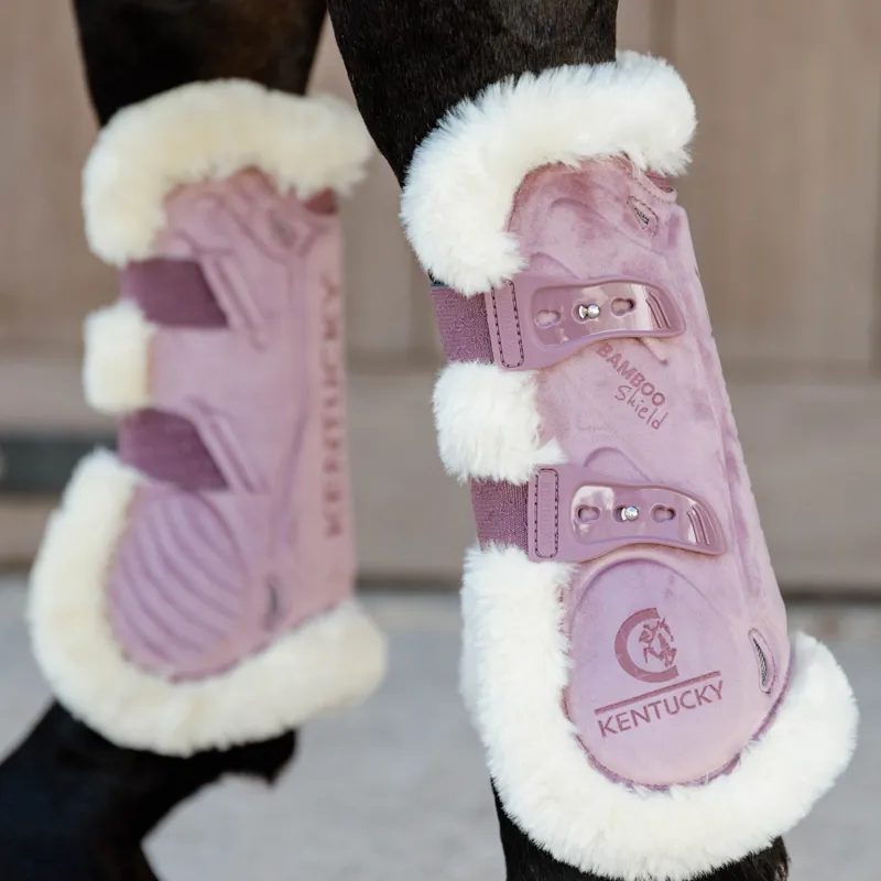 Kentucky Velvet Bamboo Shield Vegan Sheepskin Tendon Boots - Old Rose-4