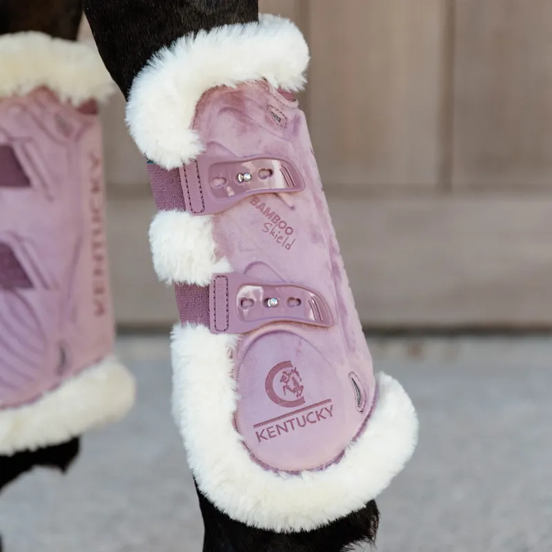 Kentucky Velvet Bamboo Shield Vegan Sheepskin Tendon Boots - Old Rose-5