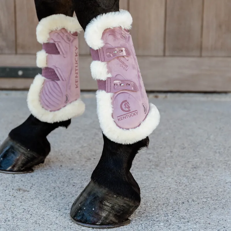 Kentucky Velvet Bamboo Shield Vegan Sheepskin Tendon Boots - Old Rose-6