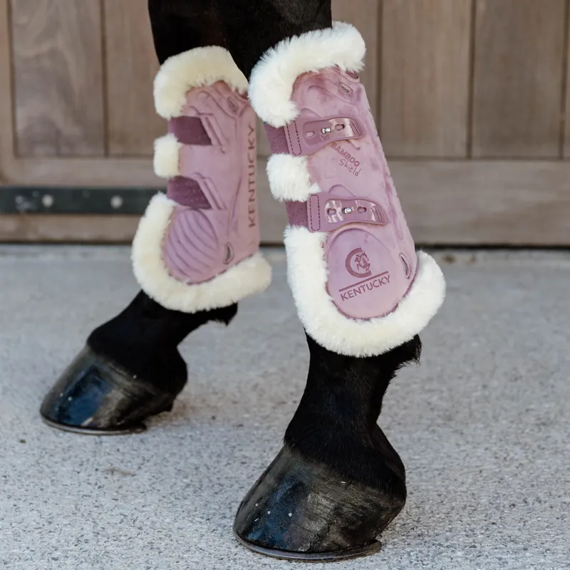 Kentucky Velvet Bamboo Shield Vegan Sheepskin Tendon Boots - Old Rose