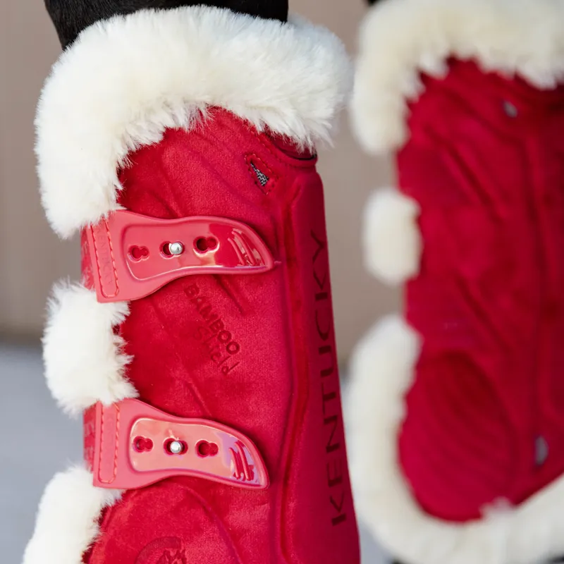 Kentucky Velvet Bamboo Shield Vegan Sheepskin Tendon Boots - Red-1
