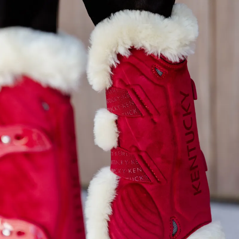 Kentucky Velvet Bamboo Shield Vegan Sheepskin Tendon Boots - Red-2