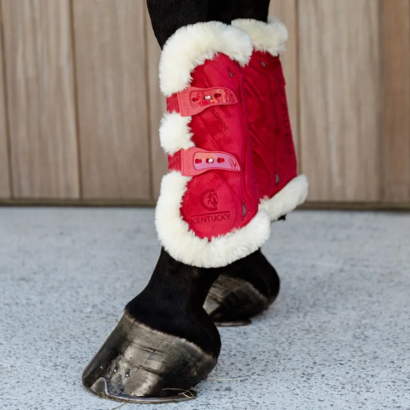 Kentucky Velvet Bamboo Shield Vegan Sheepskin Tendon Boots - Red