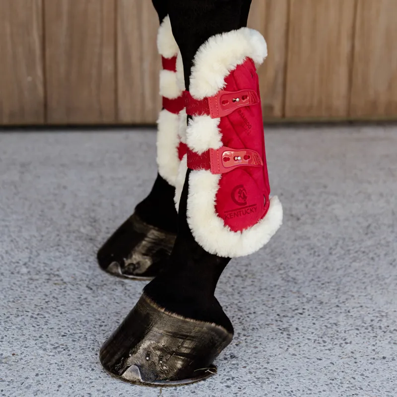 Kentucky Velvet Bamboo Shield Vegan Sheepskin Tendon Boots - Red-3