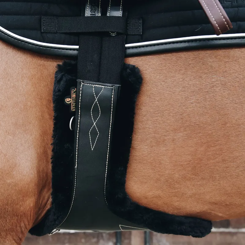 Kentucky Artificial Sheepskin Stud Girth Cover - Black-1