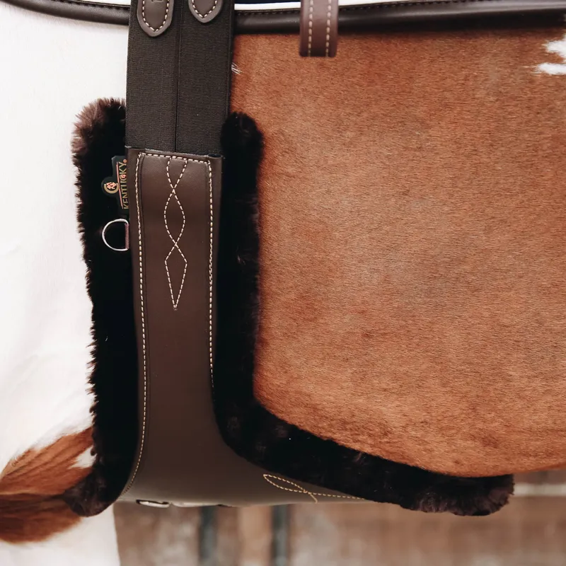 Kentucky Artificial Sheepskin Stud Girth Cover - Brown-1