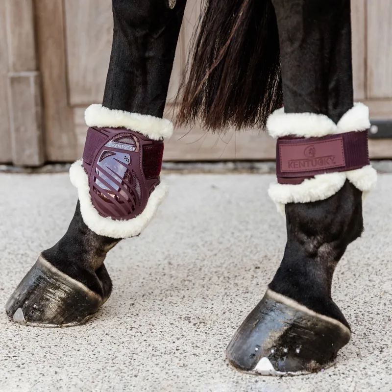 Kentucky Young Horse Vegan Sheepskin Fetlock Boots - Bordeaux-1
