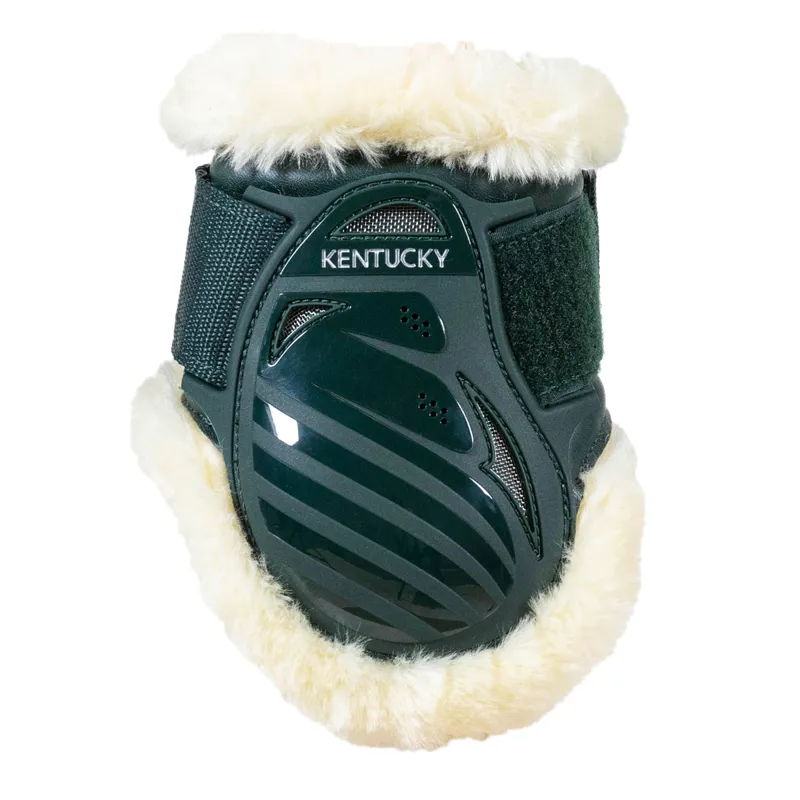 Kentucky Young Horse Vegan Sheepskin Fetlock Boots - Dark Green-3