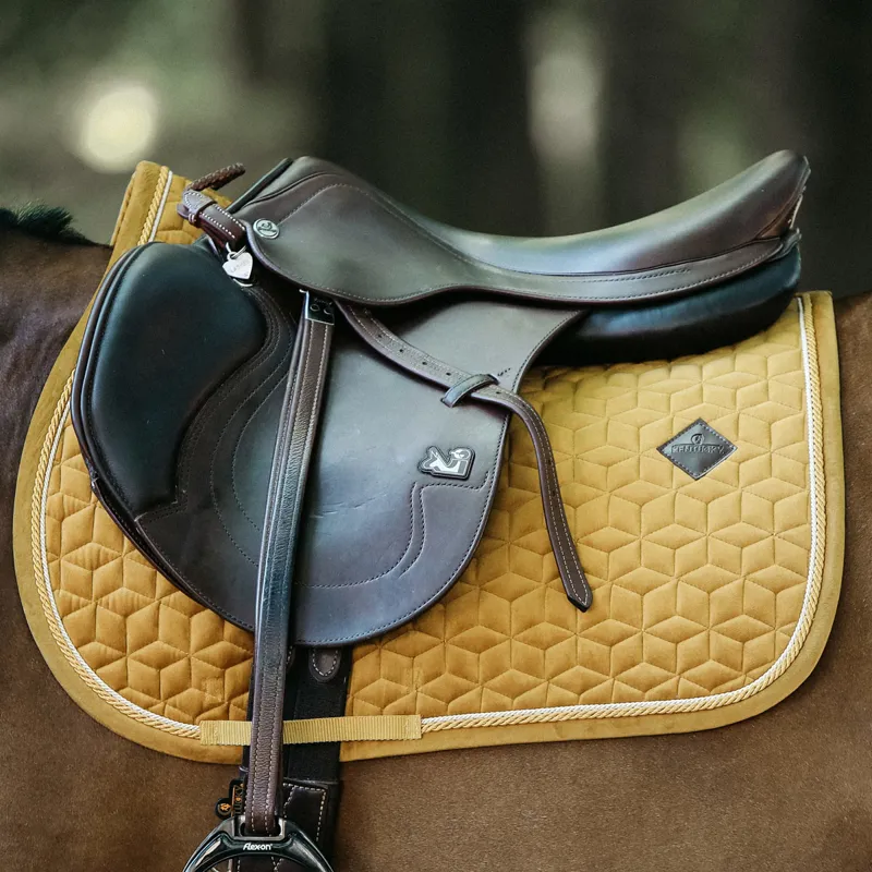 Kentucky Velvet Jumping Saddlecloth - Mustard-1