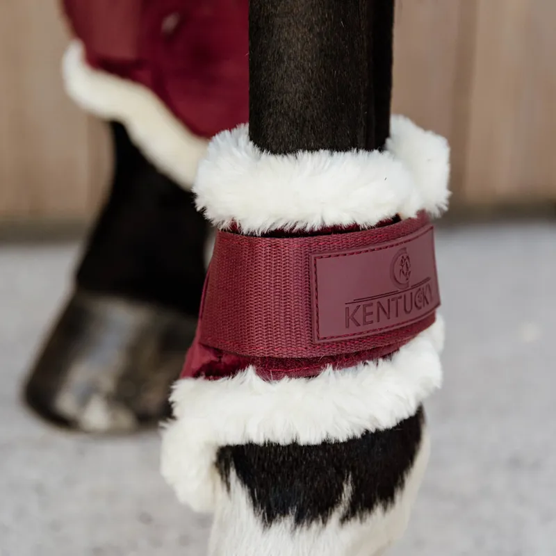 Kentucky Velvet Young Horse Vegan Sheepskin Fetlock Boots - Bordeaux-1