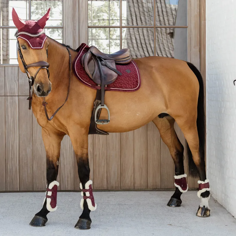 Kentucky Velvet Young Horse Vegan Sheepskin Fetlock Boots - Bordeaux-2
