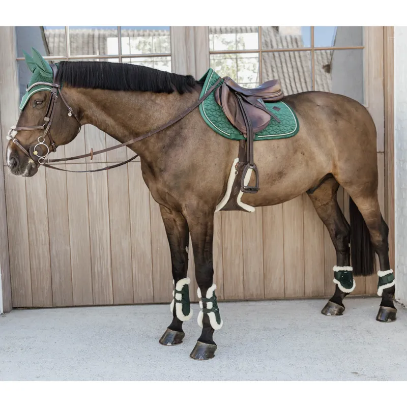 Kentucky Velvet Young Horse Vegan Sheepskin Fetlock Boots - Dark Green-4
