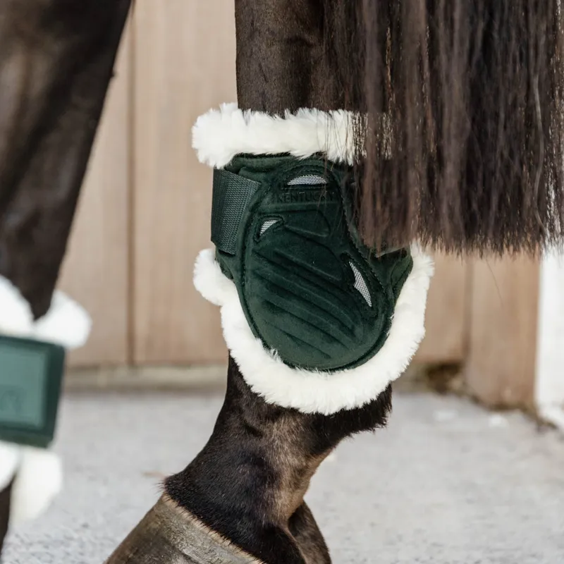 Kentucky Velvet Young Horse Vegan Sheepskin Fetlock Boots - Dark Green-2