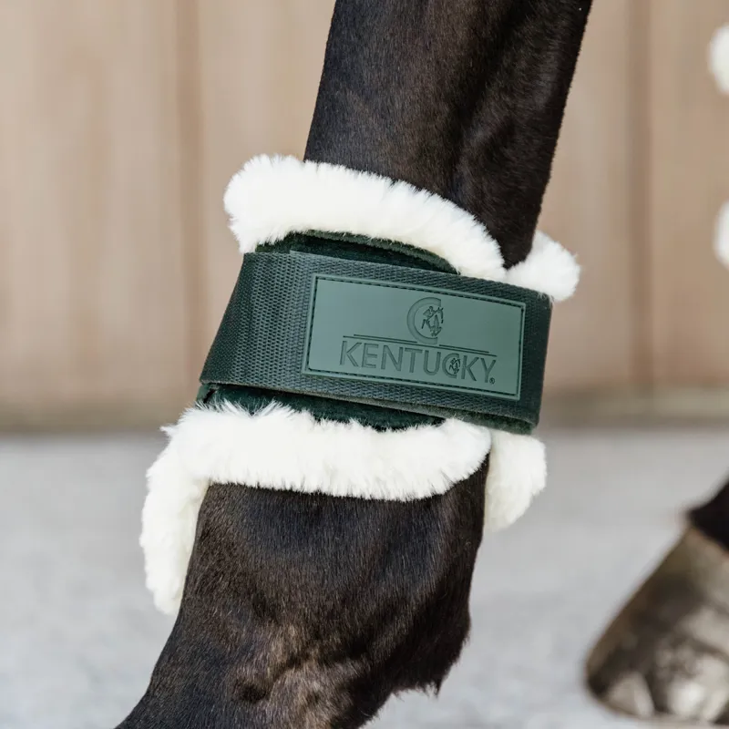 Kentucky Velvet Young Horse Vegan Sheepskin Fetlock Boots - Dark Green-3