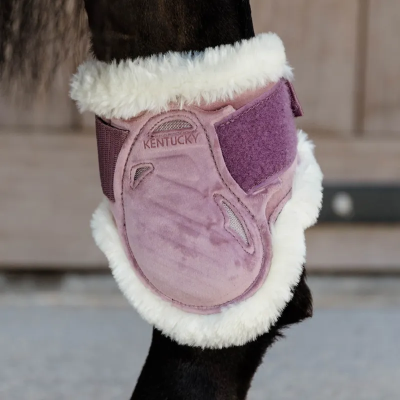 Kentucky Velvet Young Horse Vegan Sheepskin Fetlock Boots - Old Rose-2