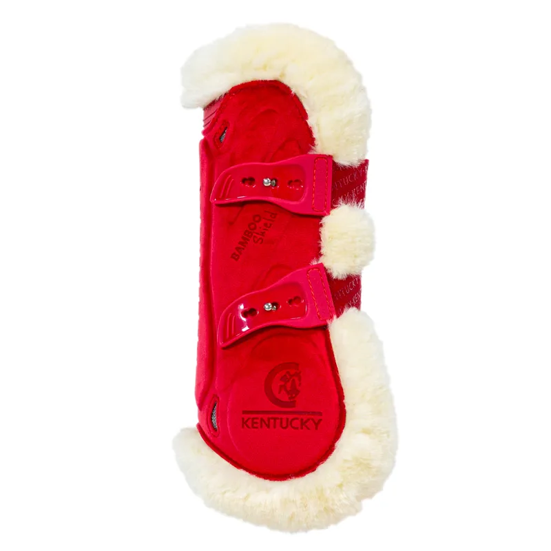 Kentucky Velvet Bamboo Shield Vegan Sheepskin Tendon Boots - Red-4
