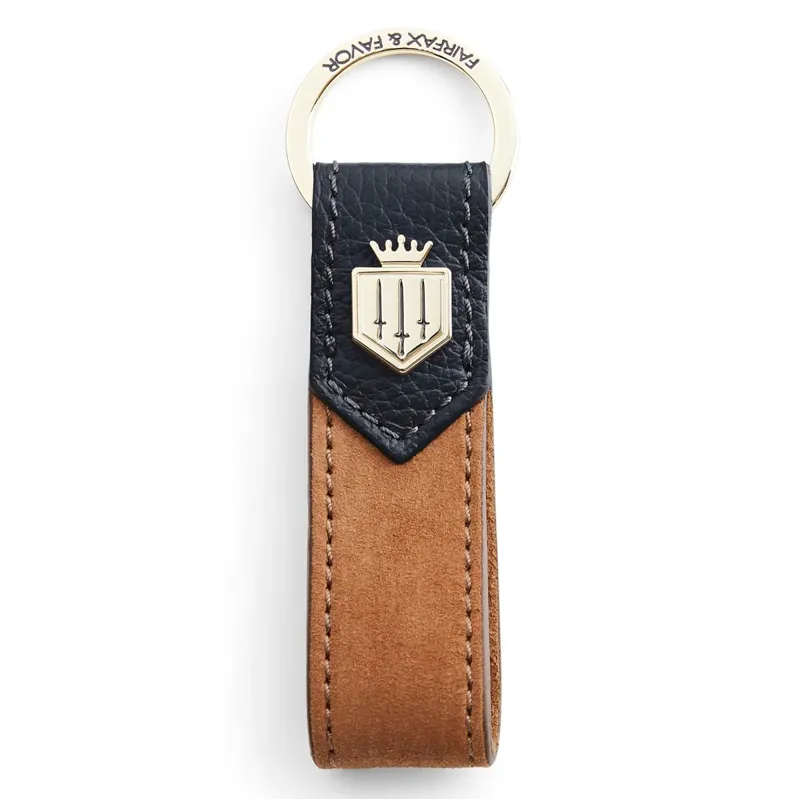 Fairfax and Favor Keyring - Tan Suede/Navy Leather