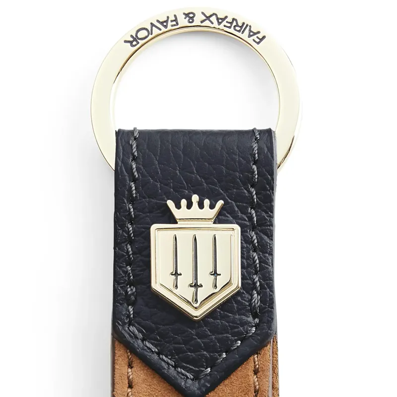 Fairfax and Favor Keyring - Tan Suede/Navy Leather-1