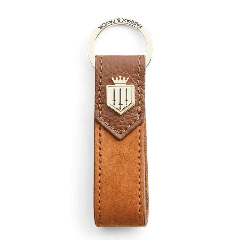 Fairfax and Favor Keyring - Tan Suede/Tan Leather