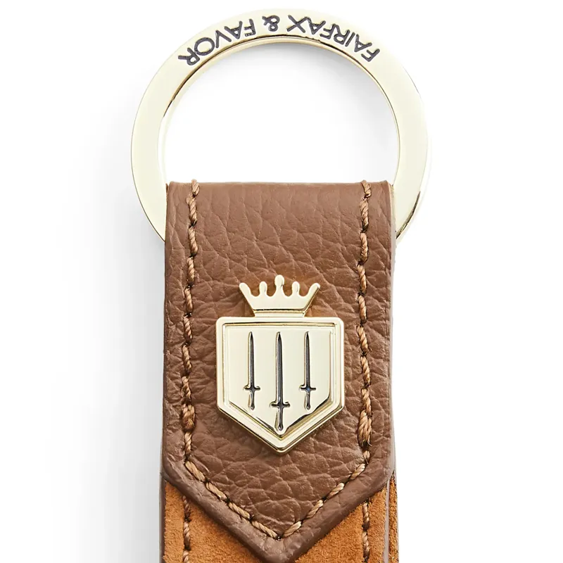 Fairfax and Favor Keyring - Tan Suede/Tan Leather-1