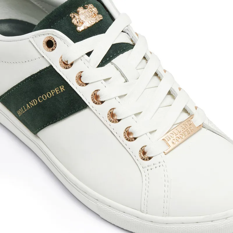 Holland Cooper Knightsbridge Ladies Court Trainers - White/Green-3