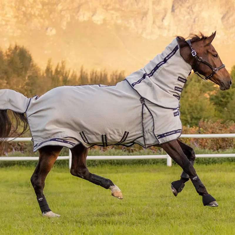 LeMieux Kudos Gladiator Detachable Neck Fly Rug - Grey-6