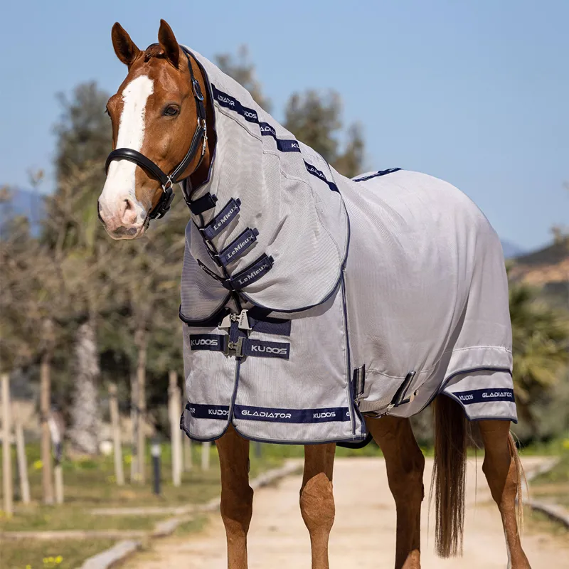LeMieux Kudos Gladiator Detachable Neck Fly Rug - Grey-1