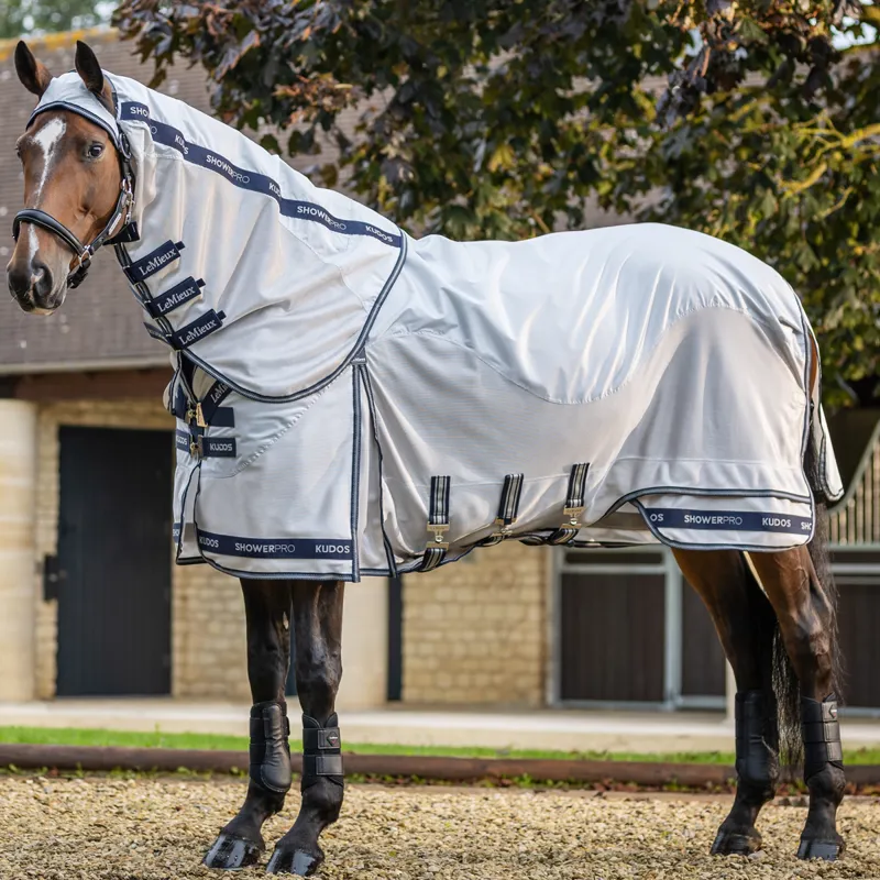 LeMieux Kudos Shower Pro Waterproof Detachable Neck Fly Rug - Grey-2