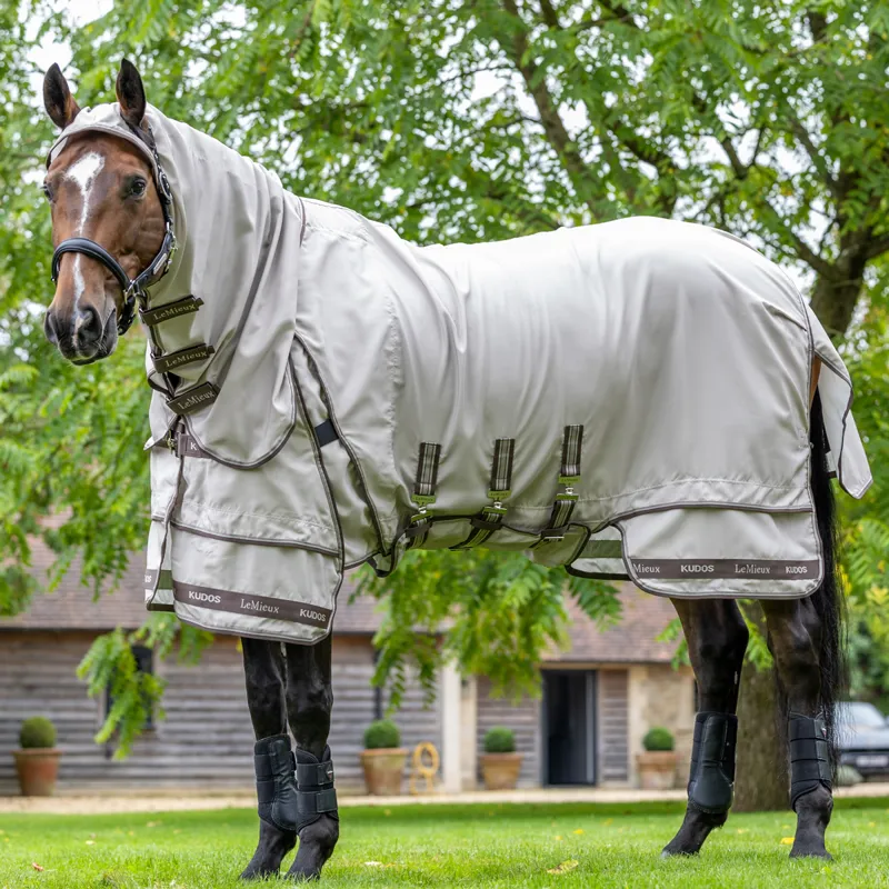 LeMieux Kudos Sweet Itch Fixed Neck Fly Rug - Stone-2