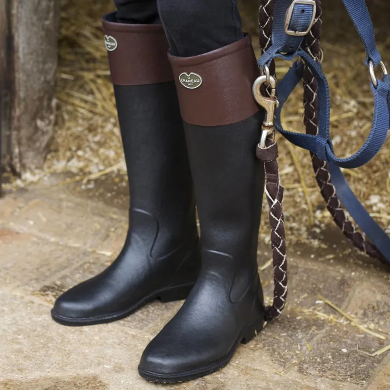 Le Chameau Andalou Ladies Wellington Boots - Black/Maroon