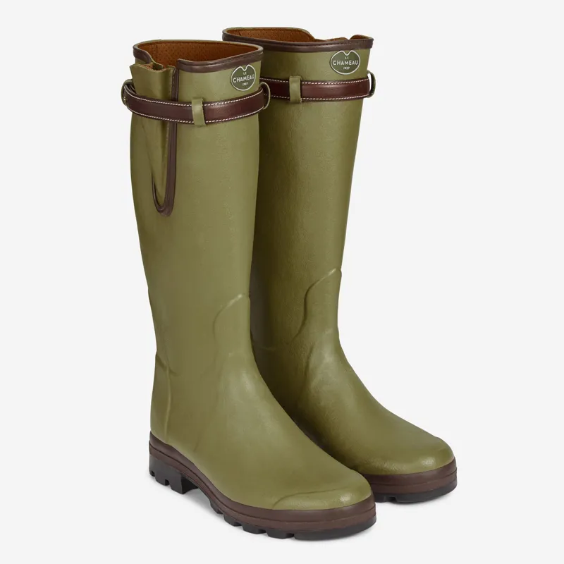 Le Chameau Vierzon Leather Detail Boot Green le-chameau-vierzon-leather-detail-boot-green