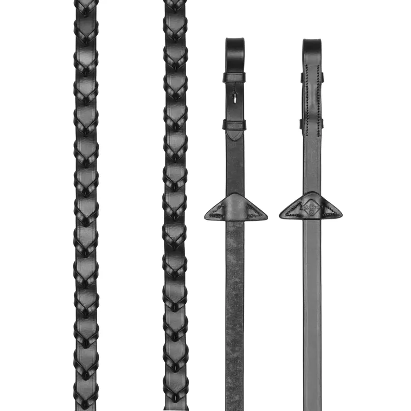 LeMieux Leather Laced Reins - Black/Silver