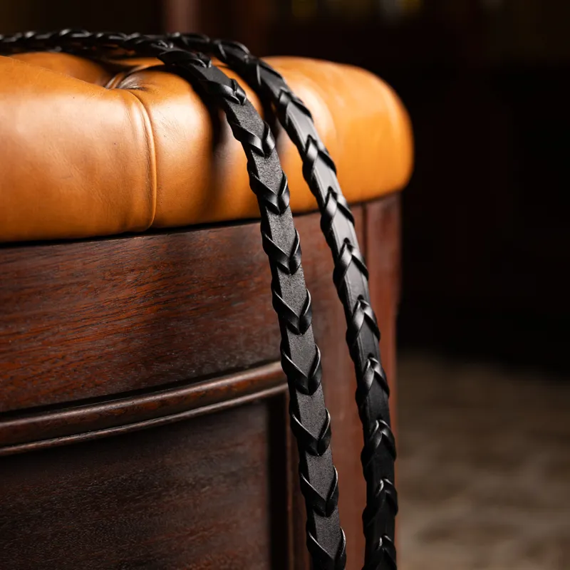 LeMieux Leather Laced Reins - Black/Silver-1